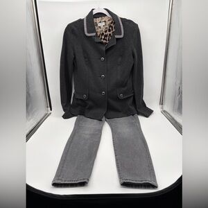 Womens Bundle CAbi Black Jacket J Crew Blouse Loft Curvy Legging Jeans